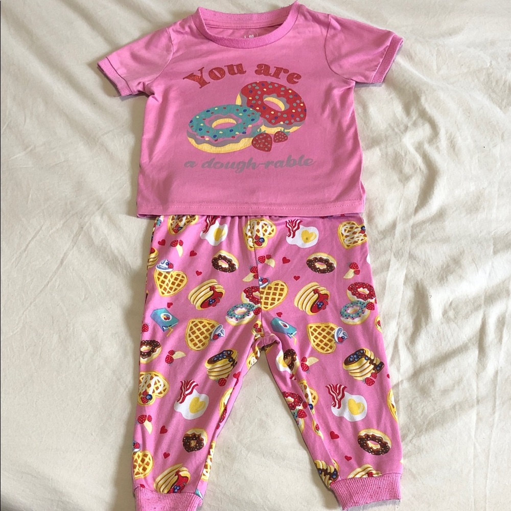 Girls' Pink Donut & Breakfast Print Pajama Set
